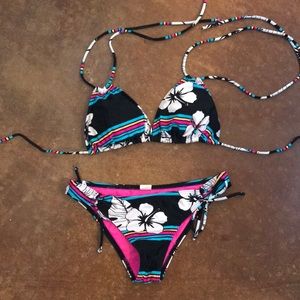 Colorful hibiscus bikini swim suit size Medium